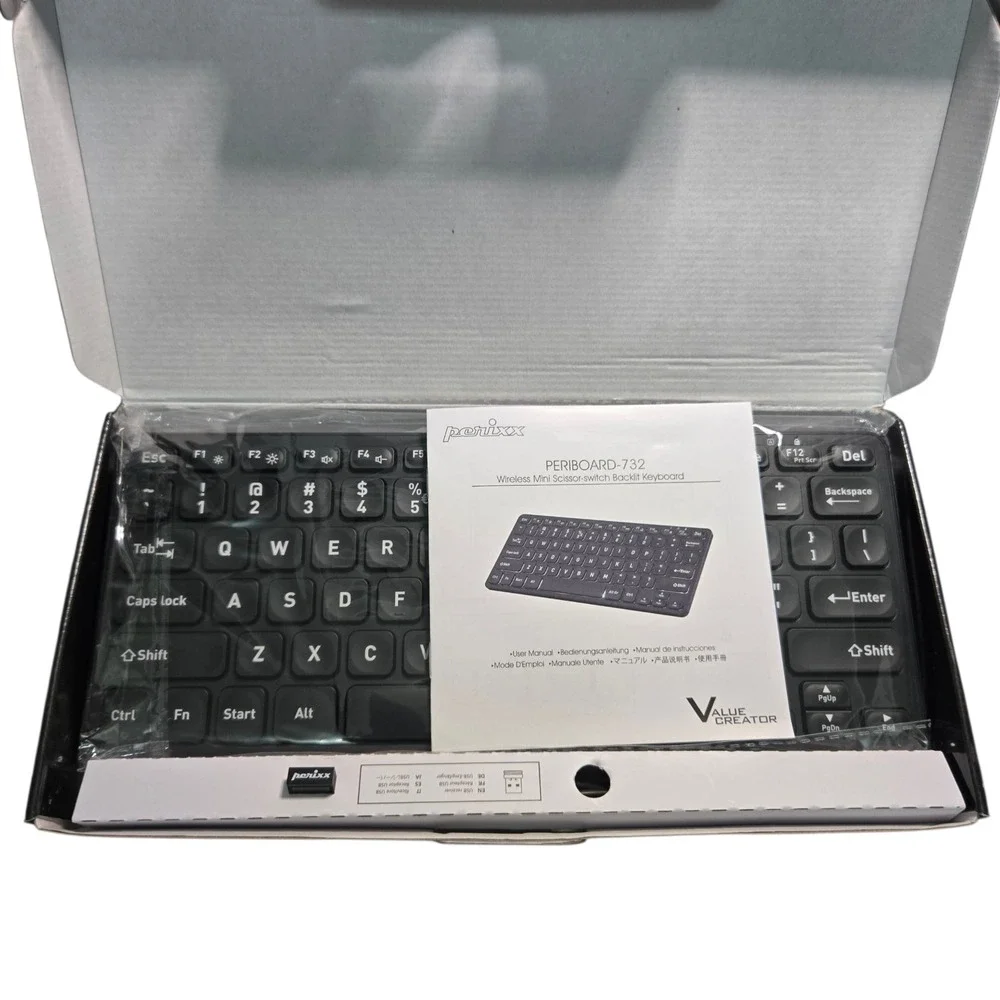 PERIBOARD-732B Wireless Backlit Mini Keyboard - X Type Scissor Keys Black
